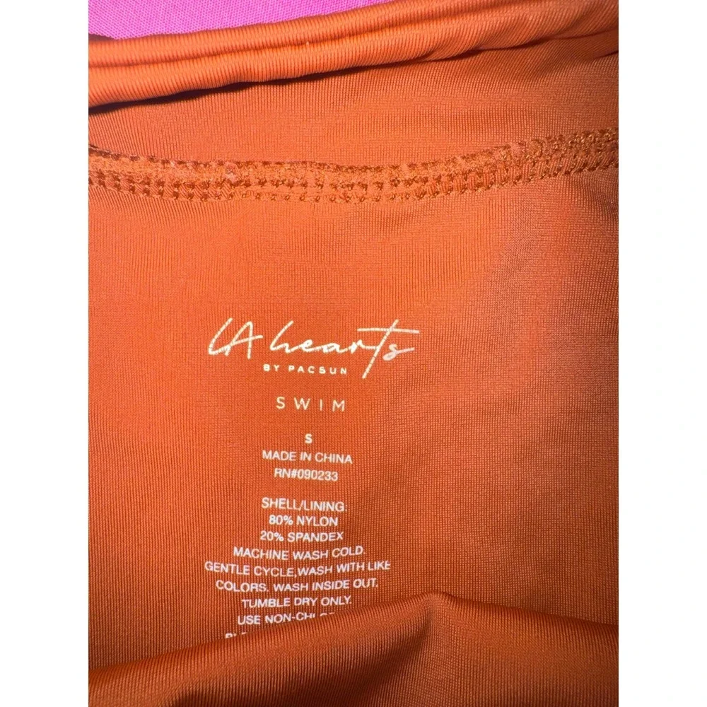 LA Hearts by PacSun Rust Orange Bandeau High Cut Bikini Set Small